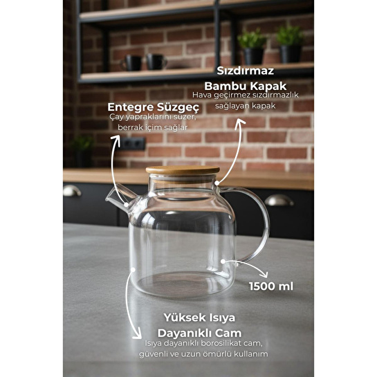 Bambum Taric Cam Demlik 1500ml