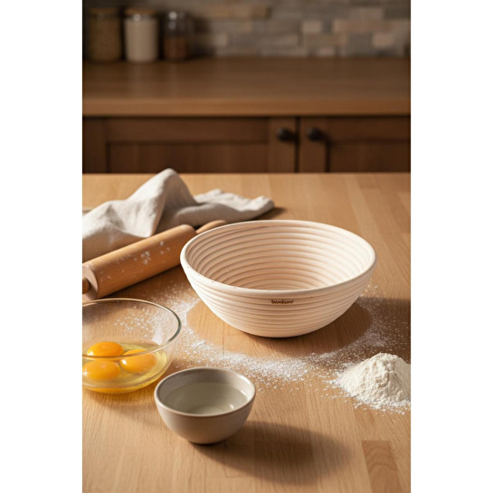 Bambum Puder - Ekmek Mayalama Sepeti Yuvarlak 22 Cm