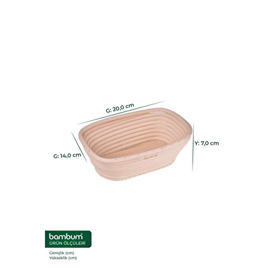 Bambum Puder - Ekmek Mayalama Sepeti Dikdörtgen 20 Cm