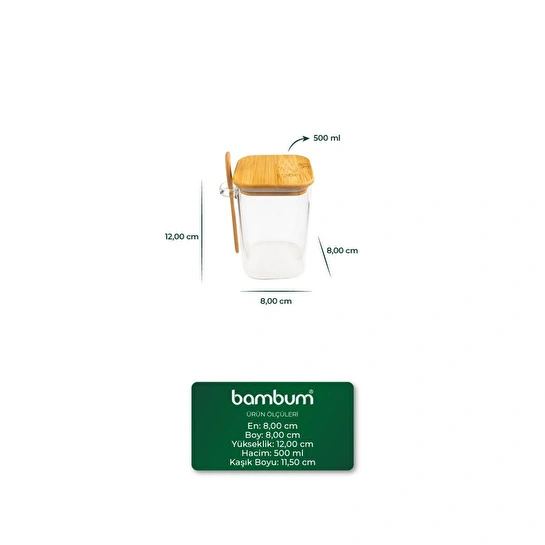 Bambum Spicy - Kaşıklı Cam Saklama Kabı 12cm