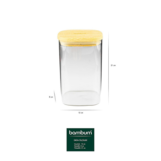 Bambum Multy Bambu Kapaklı Cam Saklama Kabı 1500ml