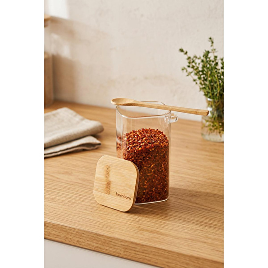 Bambum Spicy - Kaşıklı Cam Saklama Kabı 15cm