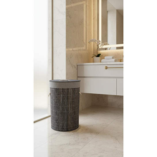 Bambum Linen - Çamaşır Sepeti Yuvarlak Gri