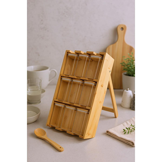 Bambum Wessam - 9 Parça 3 Katlı Baharatlık Seti