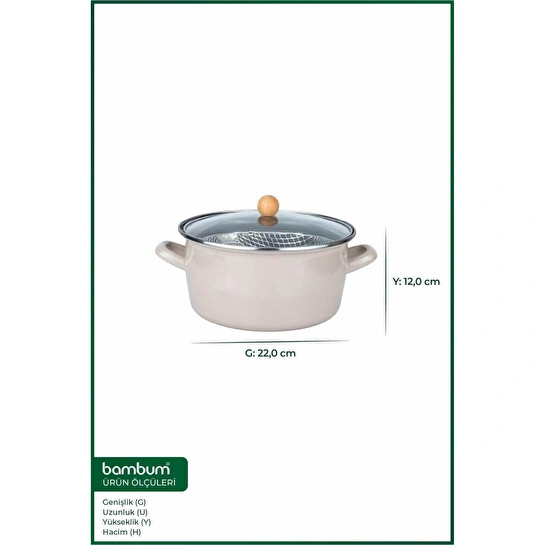 Bambum Lumino Kızartma Tenceresi Bej 22cm