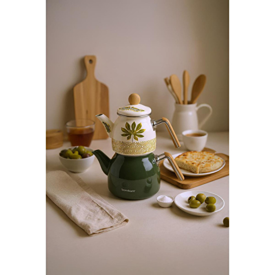 Bambum Unique Bambu Kulplu Emaye Çaydanlık Takımı Herb