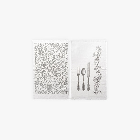Green Black Meal 2'li Mutfak Havlu Seti Baskılı 40x60