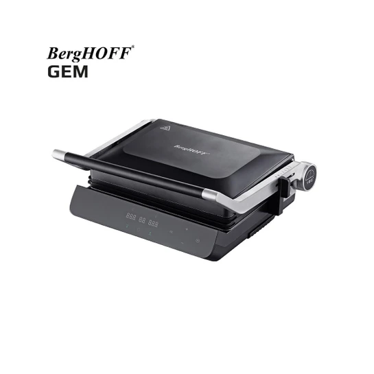 Berghoff Gem Titan Siyah Çelik Kapaklı Contact Izgara Ve Tost Makinesi