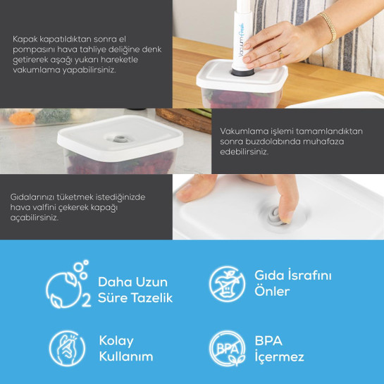 Vienev Vacuumfresh 13 Parça Vakumlu Gıda Saklama Ve Vakumlu Poşet Seti