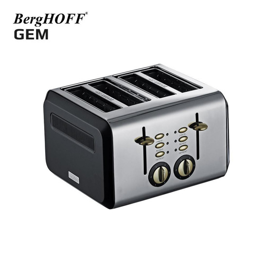Berghoff Gem Titan Parlak Gümüş Siyah Dört Dilim Ekmek Kızartma Makinesi