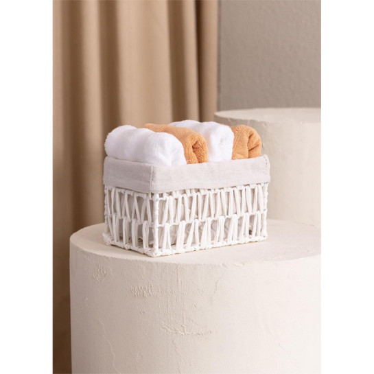 The Mia Cesta Hasır Organizer Sepet Beyaz 22x14x13 Cm