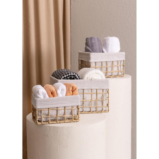 The Mia Braid Hasır Organizer Sepet Naturel 26x18x16 Cm