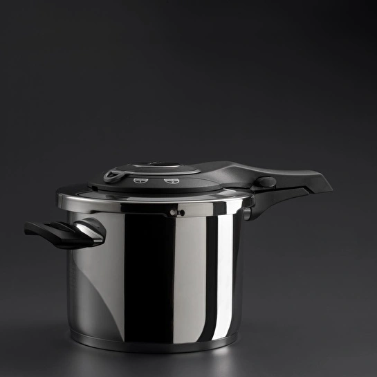 Jumbo Procook 6 Litre Siyah Açık Gri Paslanmaz Çelik Düdüklü Tencere