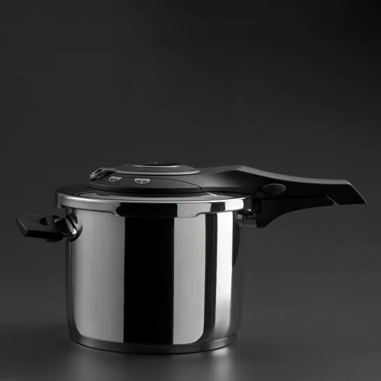 Jumbo Procook 6 Litre Siyah Açık Gri Paslanmaz Çelik Düdüklü Tencere
