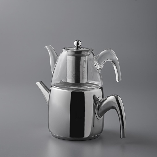 Jumbo 6500 Cam Demlikli Full Metal Sap İndüksiyon Tabanlı Çaydanlık