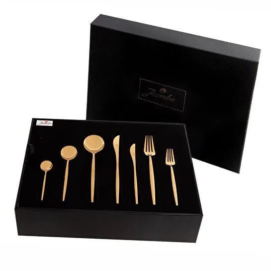 Jumbo 9000 Titanyum Gold 12 Kişilik 84 Parça Çatal Kaşık Bıçak Takımı