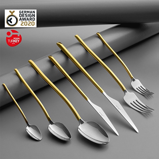 Jumbo 5100 Quartz Altın 12 Kişilik 84 Parça Çatal Kaşık Bıçak Takımı