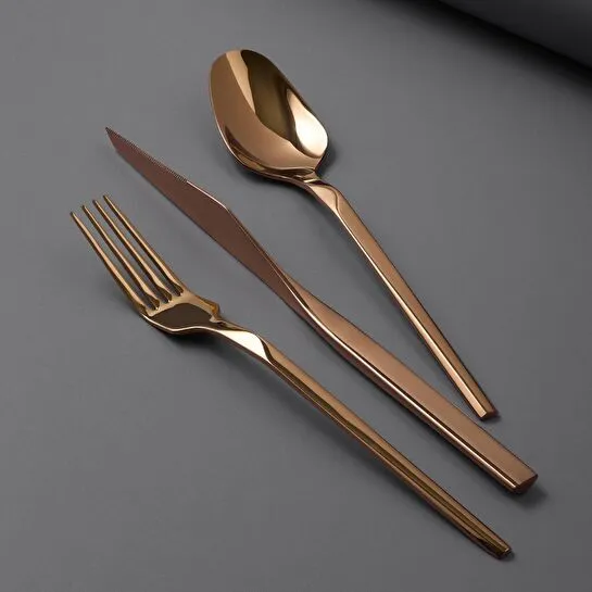 Jumbo 5100 Quartz Titanyum Bronz 12 Kişilik 84 Parça Çatal Kaşık Bıçak Seti
