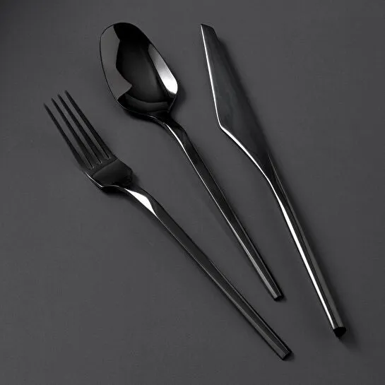Jumbo 5100 Quartz Titanyum Siyah 12 Kişilik 84 Parça Çatal Kaşık Bıçak Takımı