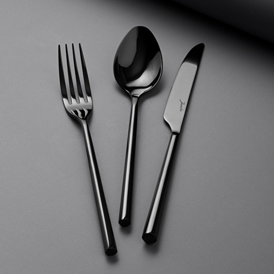 Jumbo 1001 Titanyum Siyah 12 Kişilik 84 Parça Çatal Kaşık Bıçak Takımı