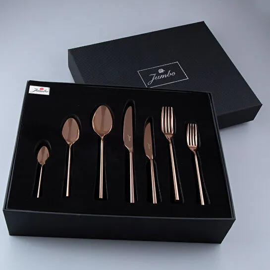 Jumbo 1001 Titanyum Bronz 12 Kişilik 84 Parça Çatal Kaşık Bıçak Takımı