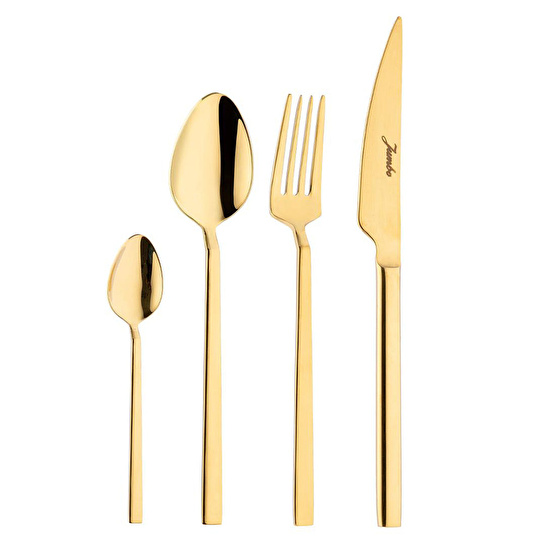 Jumbo 1800 Titanyum Gold 6 Kişilik 24 Parça Tatlı Çatal Kaşık Bıçak Takımı