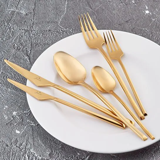 Jumbo 5500 Titanyum Gold 12 Kişilik 84 Parça Çatal Kaşık Bıçak Takımı