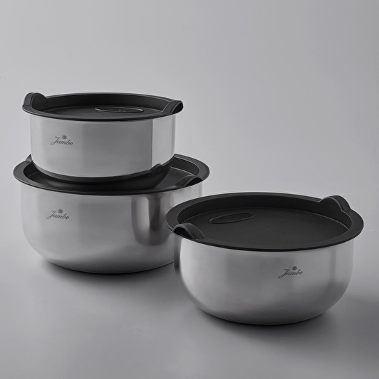 Jumbo Globe Çelik Midi Saklama ve Karıştırma Kabı 3'lü