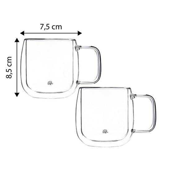 Jumbo Glory 2 Li Double Wall Çift Cidarlı Kulplu Küçük Bardak 250 Ml