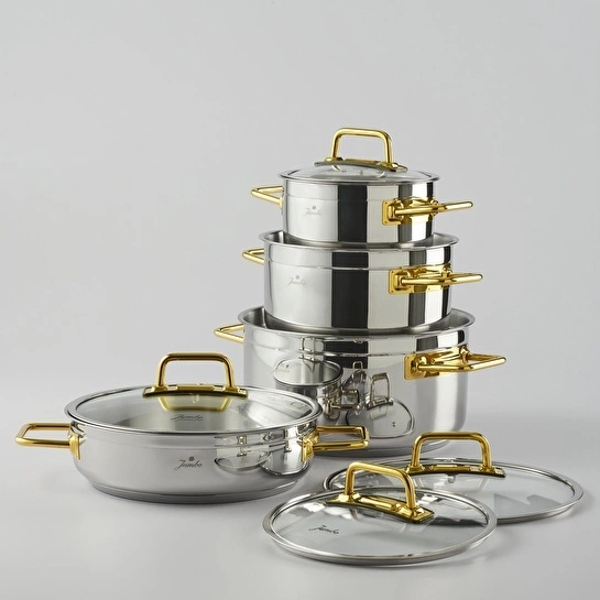 Jumbo Modena 8 Parça İndüksiyon Tabanlı Titanyum Gold Tencere Seti