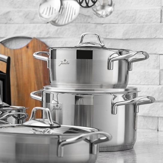 Jumbo Myra 8 Parça İndüksiyon Tabanlı Çelik Tencere Seti