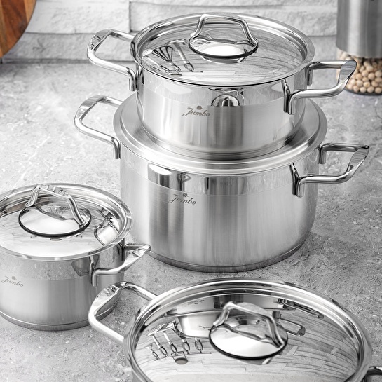 Jumbo Myra 8 Parça İndüksiyon Tabanlı Çelik Tencere Seti