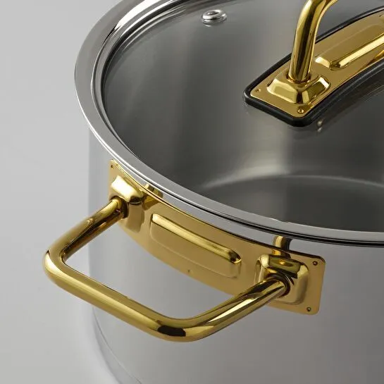 Jumbo Assos Midi 6 Parça İndüksiyon Tabanlı Titanyum Gold Tencere Takımı