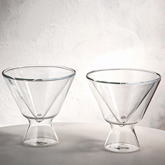 Jumbo Glory 2'Li Double Wall Çift Cidarlı V Bardak ve Tatlı Sunum Kasesi 150 Ml