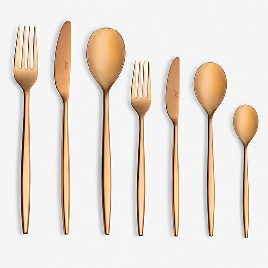 Jumbo 5800 Apollo Titanyum Bronz 12 Kişilik 84 Parça Çatal Kaşık Bıçak Takımı