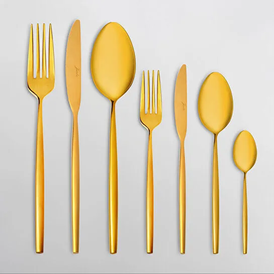 Jumbo 5900 Infinity Titanyum Gold 12 Kişilik 84 Parça Çatal Kaşık Bıçak Takımı