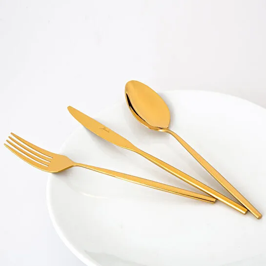 Jumbo 5900 Infinity Titanyum Gold 12 Kişilik 84 Parça Çatal Kaşık Bıçak Takımı