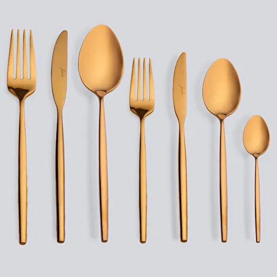 Jumbo 5900 Infinity Titanyum Bronz 12 Kişilik 84 Parça Çatal Kaşık Bıçak Takımı