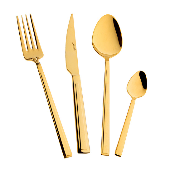 Jumbo Athena Titanyum Gold 6 Kişilik 24 Parça Tatlı Çatal Kaşık Bıçak Takımı