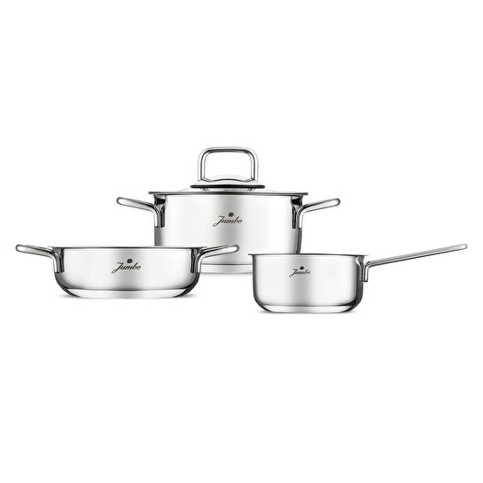 Jumbo Lyon 4 Parça İndüksiyon Tabanlı Çelik Midi Tencere Seti