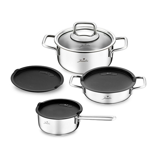 Jumbo Lyon 4 Parça İndüksiyon Tabanlı Çelik Midi Tencere Seti