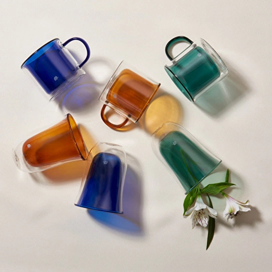 Jumbo Glory Double Wall Çift Cidarlı 2'Li Kupa Seti - Amber