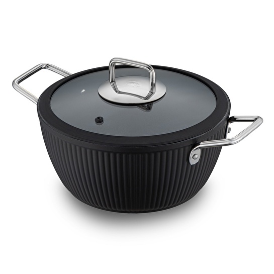 Jumbo Dublin Black 7 Parça İndüksiyon Tabanlı Granit Tencere Seti