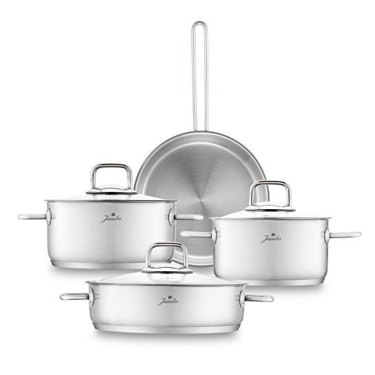 Jumbo Palermo 7 Parça İndüksiyon Tabanlı Çelik Tencere Seti