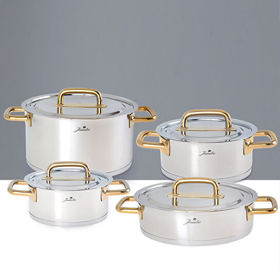 Jumbo Metalix Titanyum Gold İndüksiyon Tabanlı 8 Parça Tencere Seti