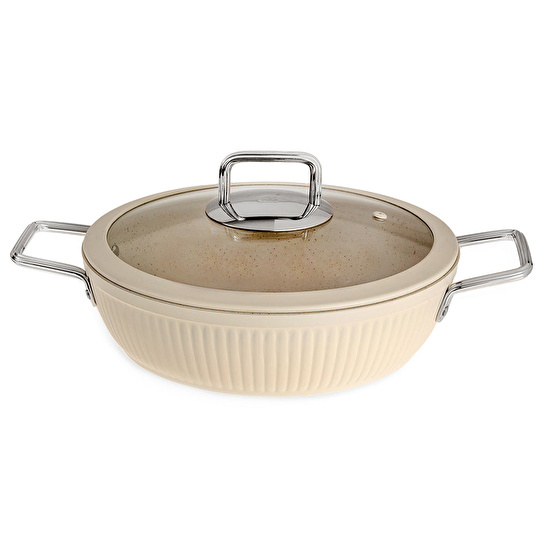 Jumbo Dublin Cream 7 Parça İndüksiyon Tabanlı Granit Tencere Seti