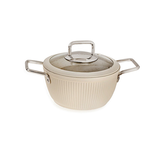 Jumbo Dublin Cream 7 Parça İndüksiyon Tabanlı Granit Tencere Seti