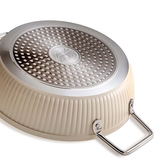 Jumbo Dublin Cream 7 Parça İndüksiyon Tabanlı Granit Tencere Seti