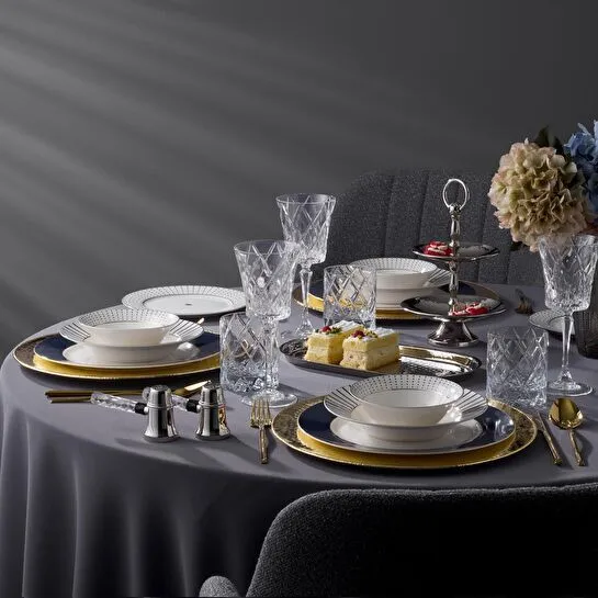 Jumbo Navy 24 Parça 6 Kişilik Yemek Takımı Blue