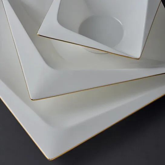 Jumbo Fold Gold 58 Parça 12 Kişilik Kare Yemek Takımı